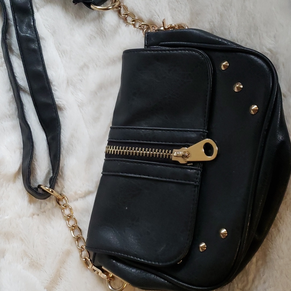 Black crossbody with gold zipper accent NWOT